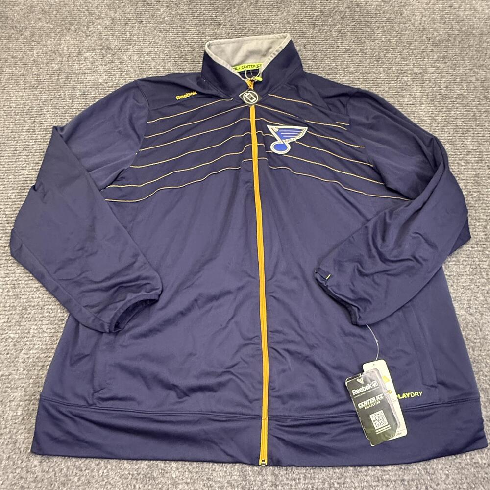 St Louis Blues Jacket Mens 2XL Blue NHL Hockey Reebok PlayDry Center Ice